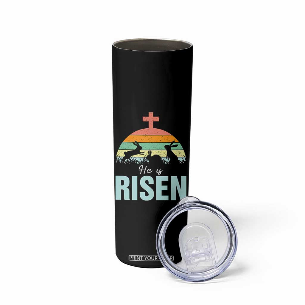 Retro He is Risen Skinny Tumbler Bunny Easter Cross Christian Religious Jesus Has Risen TS10 Print Your Wear