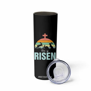 Retro He is Risen Skinny Tumbler Bunny Easter Cross Christian Religious Jesus Has Risen TS10 Print Your Wear