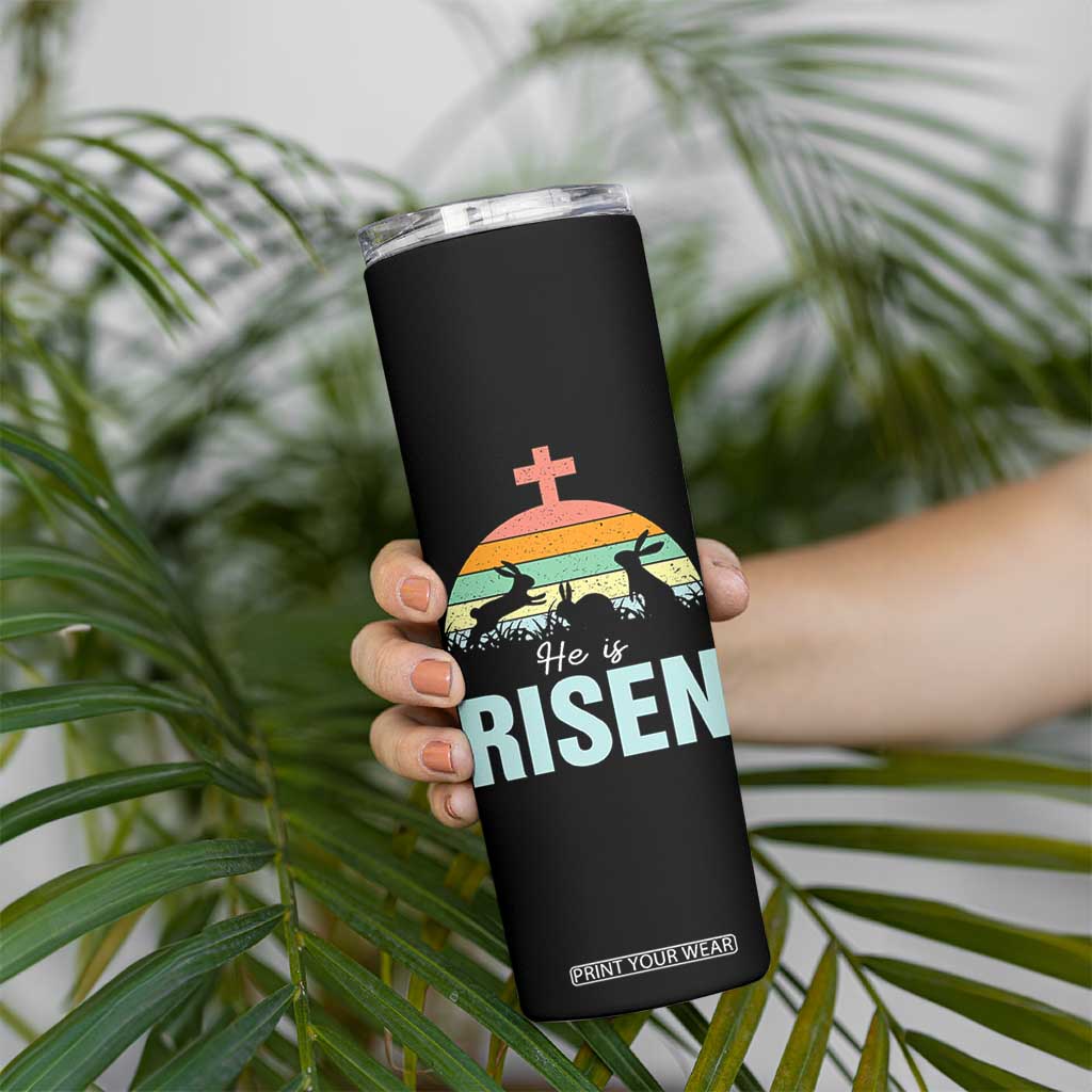 Retro He is Risen Skinny Tumbler Bunny Easter Cross Christian Religious Jesus Has Risen TS10 Print Your Wear