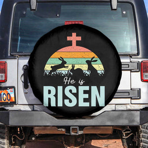Retro He is Risen Spare Tire Cover Bunny Easter Cross Christian Religious Jesus Has Risen TS10 No hole Black Print Your Wear