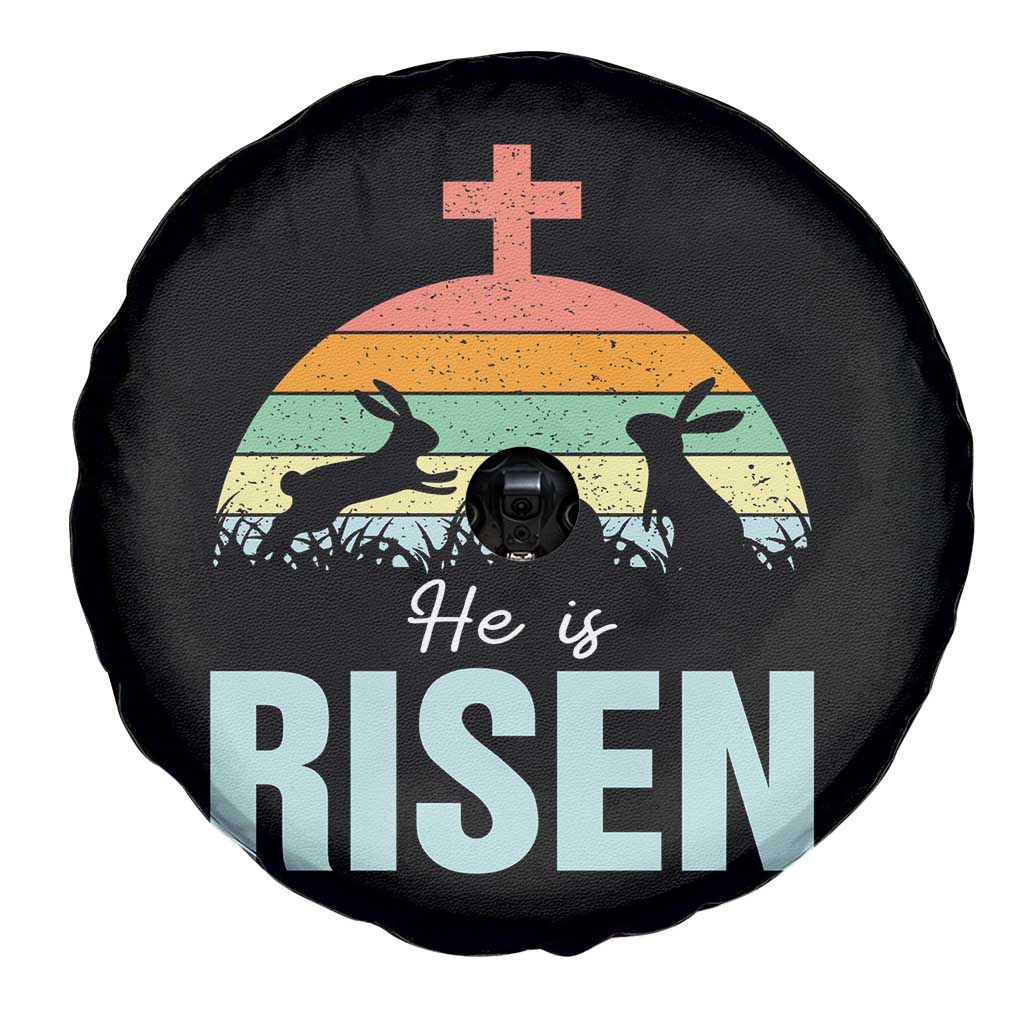 Retro He is Risen Spare Tire Cover Bunny Easter Cross Christian Religious Jesus Has Risen TS10 Print Your Wear