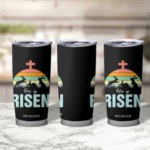 Retro He is Risen Tumbler Cup Bunny Easter Cross Christian Religious Jesus Has Risen TS10 Print Your Wear