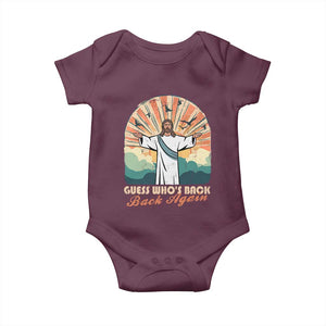 Funny Christian Easter Baby Onesie Guess Whos Back Jesus Religious TS10 Maroon Print Your Wear