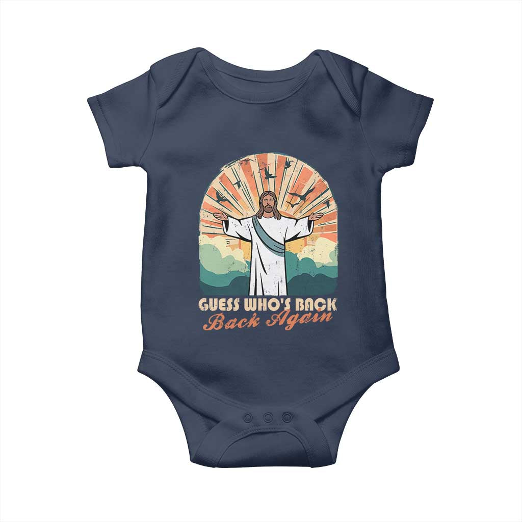 Funny Christian Easter Baby Onesie Guess Whos Back Jesus Religious TS10 Navy Print Your Wear