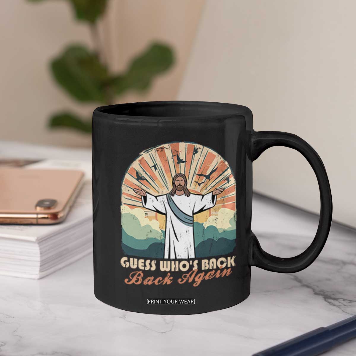 Funny Christian Easter Coffee Mug Guess Whos Back Jesus Religious TS10 Print Your Wear