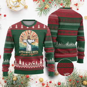 Funny Christian Easter Ugly Christmas Sweater Guess Whos Back Jesus Religious TS10 Red Green Print Your Wear