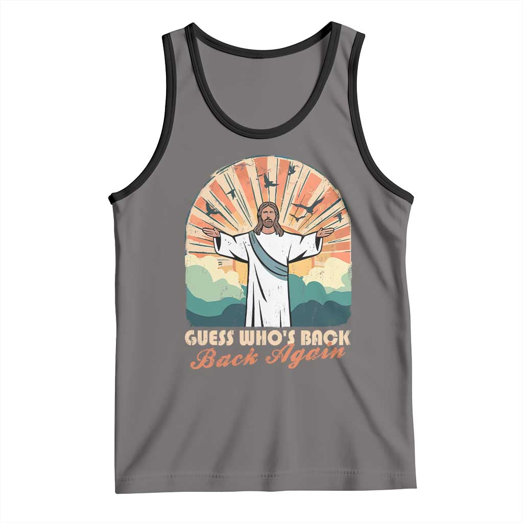 Funny Christian Easter Tank Top Guess Whos Back Jesus Religious TS10 Deep Heather Black Print Your Wear