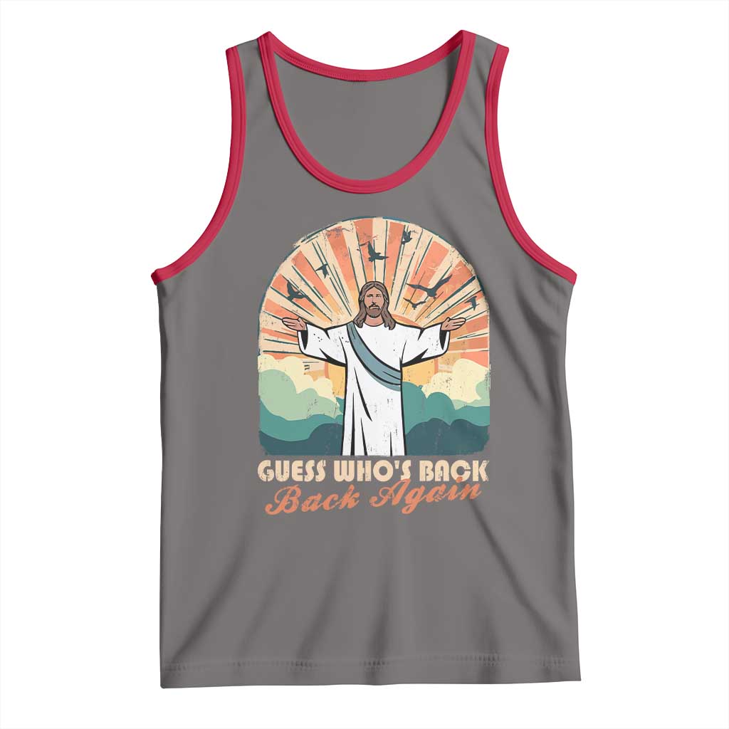 Funny Christian Easter Tank Top Guess Whos Back Jesus Religious TS10 Deep Heather Red Print Your Wear