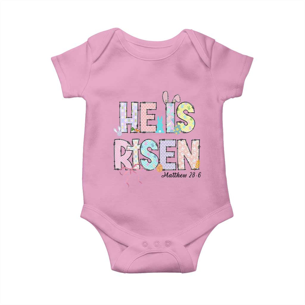 He is Risen Jesus Christian Happy Easter Baby Onesie TS10 Light Pink Print Your Wear
