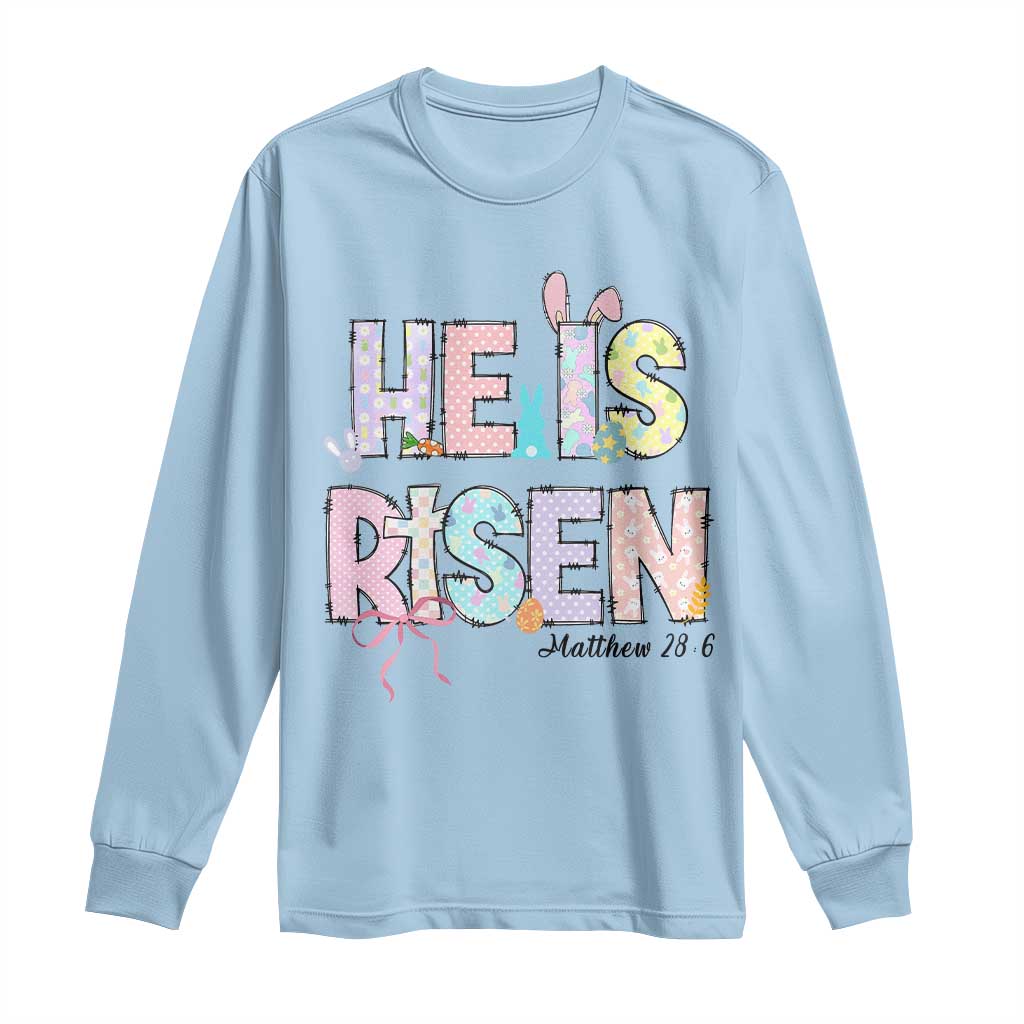 He is Risen Jesus Christian Happy Easter Long Sleeve Shirt TS10 Light Blue Print Your Wear