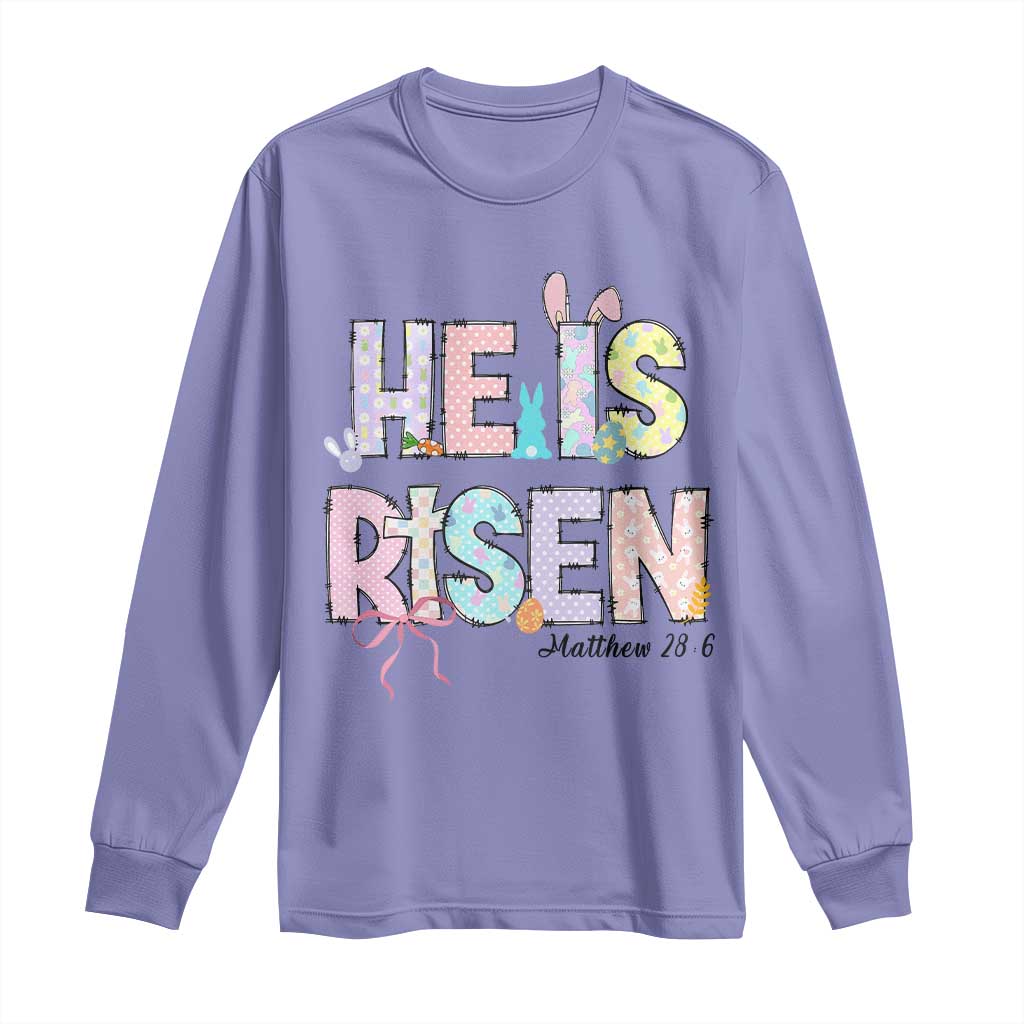 He is Risen Jesus Christian Happy Easter Long Sleeve Shirt TS10 Violet Print Your Wear
