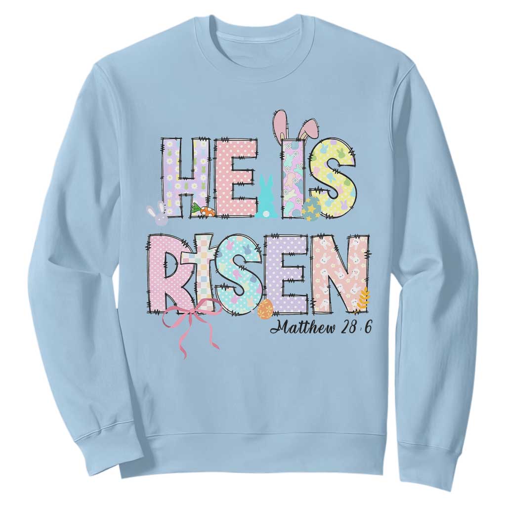 He is Risen Jesus Christian Happy Easter Sweatshirt TS10 Light Blue Print Your Wear