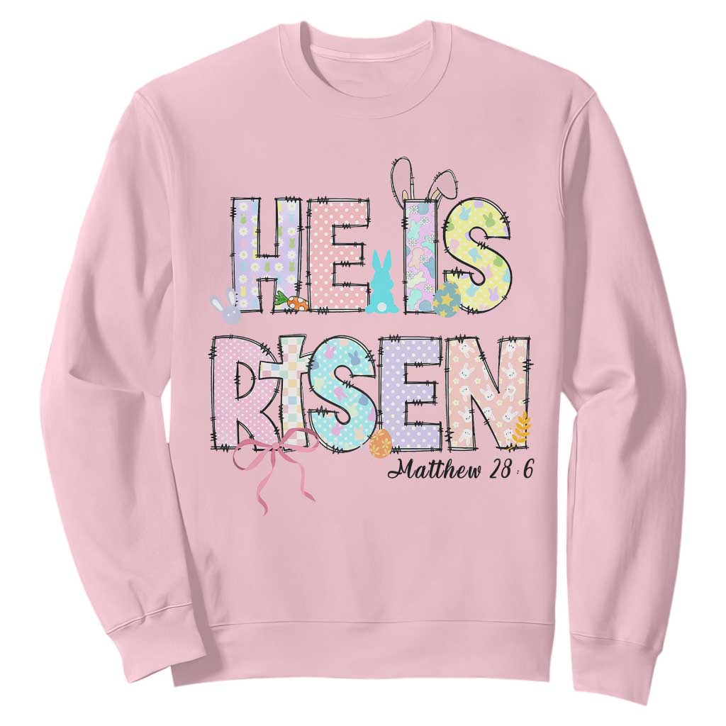 He is Risen Jesus Christian Happy Easter Sweatshirt TS10 Light Pink Print Your Wear