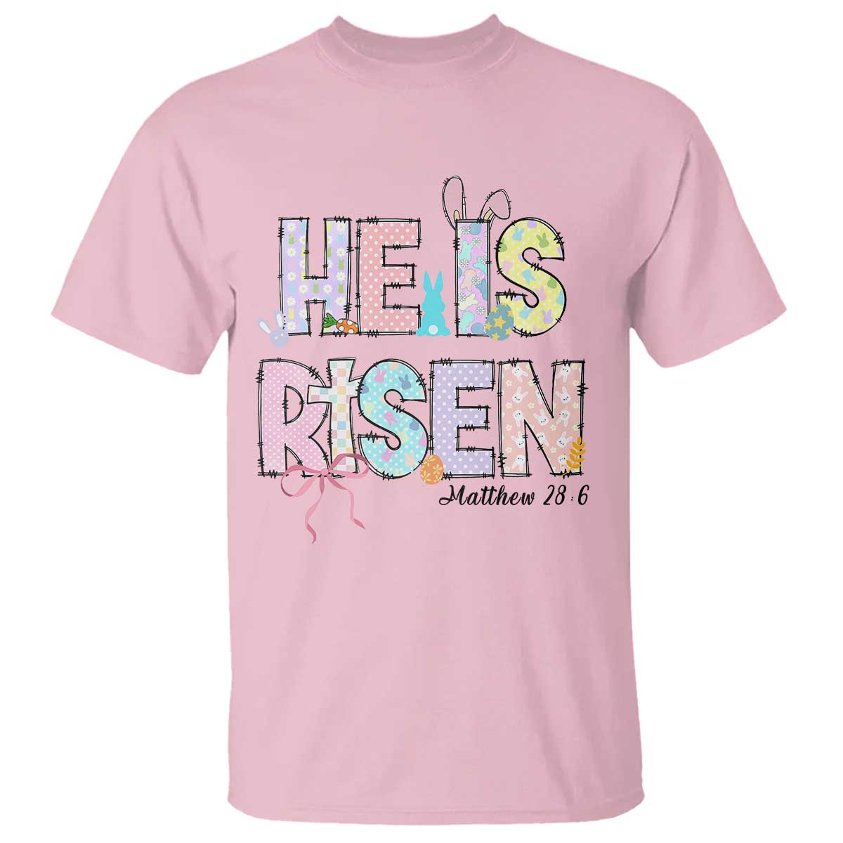 He is Risen Jesus Christian Happy Easter T Shirt TS10 Light Pink Print Your Wear
