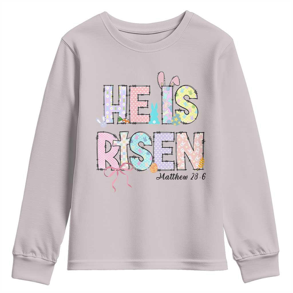 He is Risen Jesus Christian Happy Easter Youth Sweatshirt TS10 Ice Gray Print Your Wear