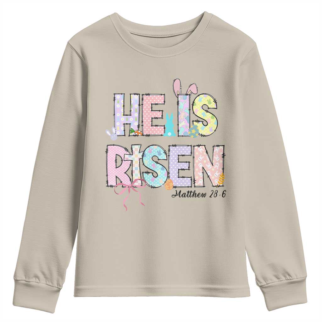 He is Risen Jesus Christian Happy Easter Youth Sweatshirt TS10 Sand Print Your Wear