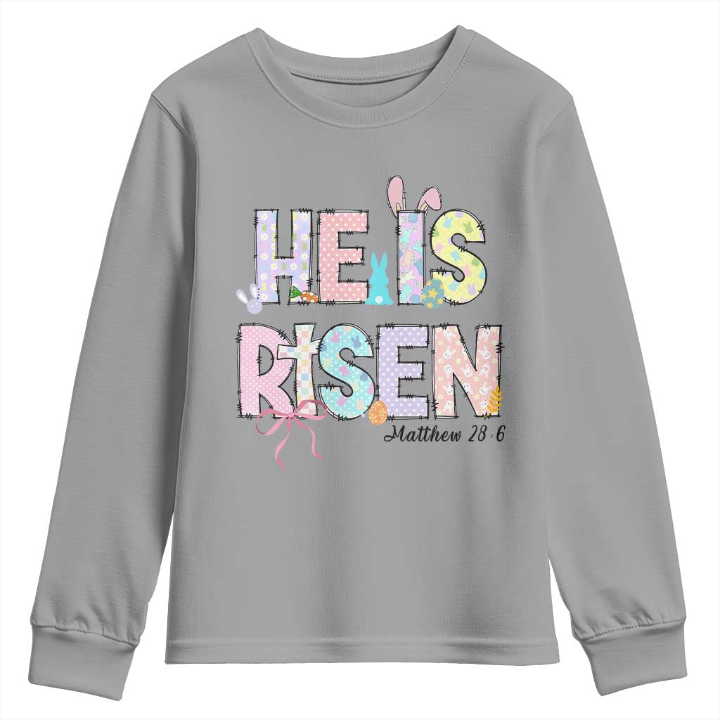 He is Risen Jesus Christian Happy Easter Youth Sweatshirt TS10 Sport Gray Print Your Wear
