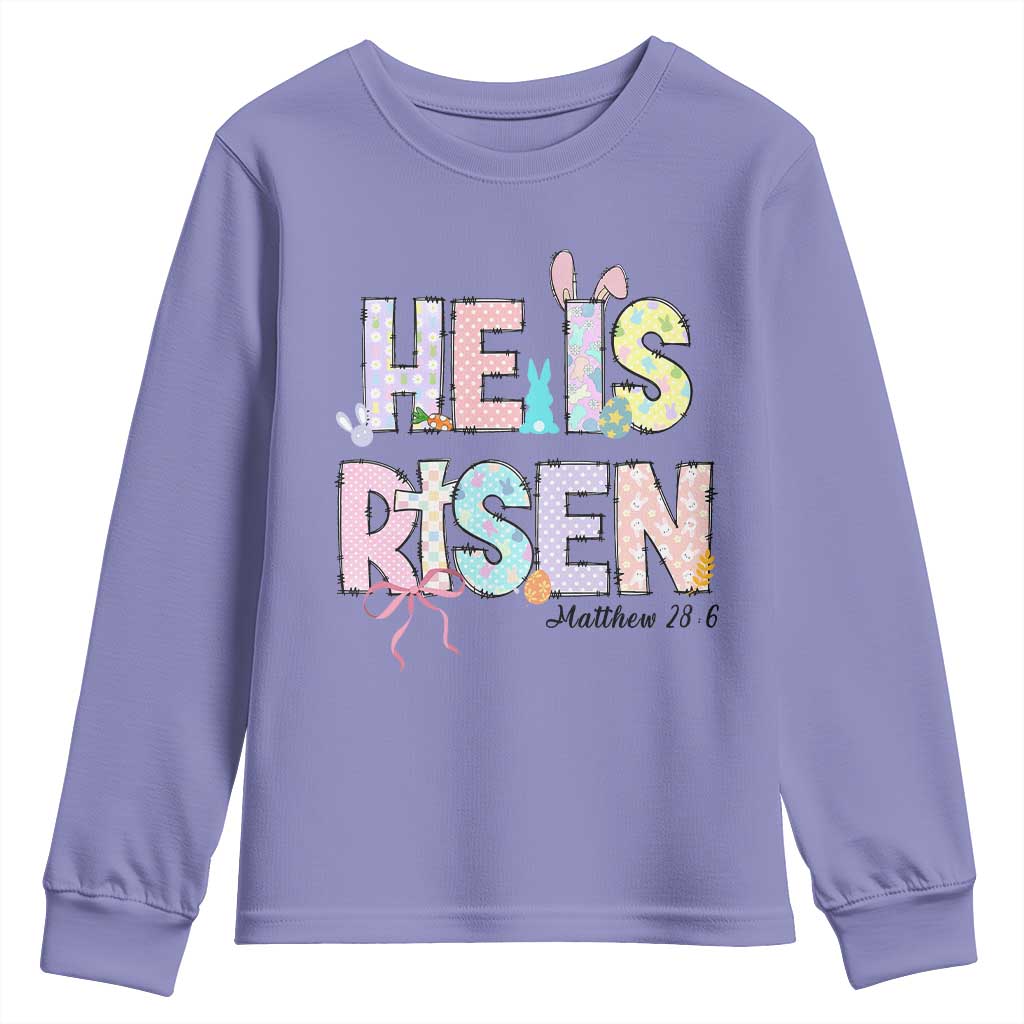 He is Risen Jesus Christian Happy Easter Youth Sweatshirt TS10 Violet Print Your Wear