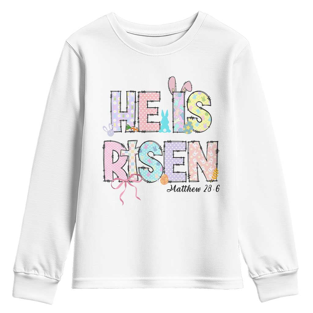 He is Risen Jesus Christian Happy Easter Youth Sweatshirt TS10 White Print Your Wear