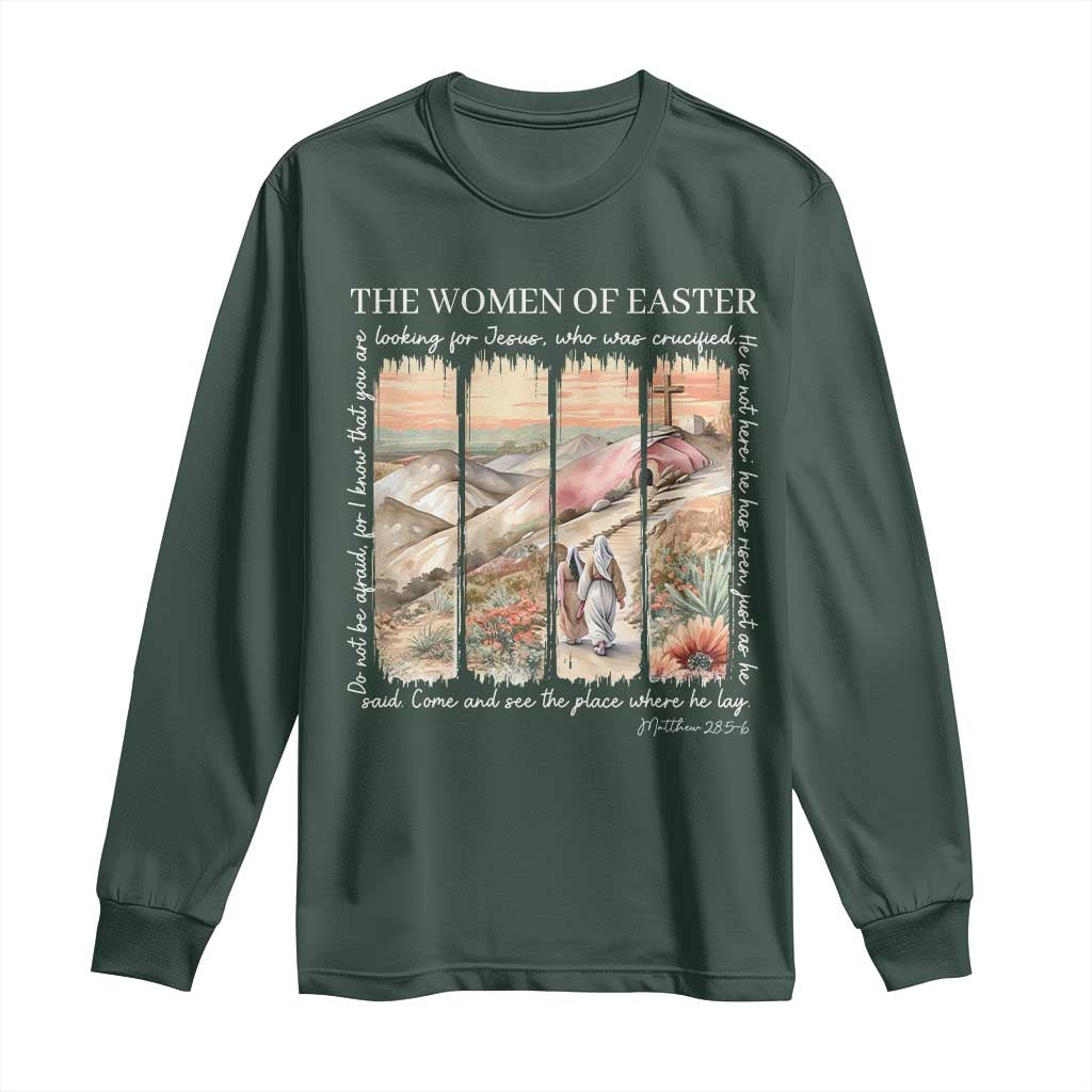 Easter Religious Long Sleeve Shirt Women of Easter He is Risen TS10 Dark Forest Green Print Your Wear