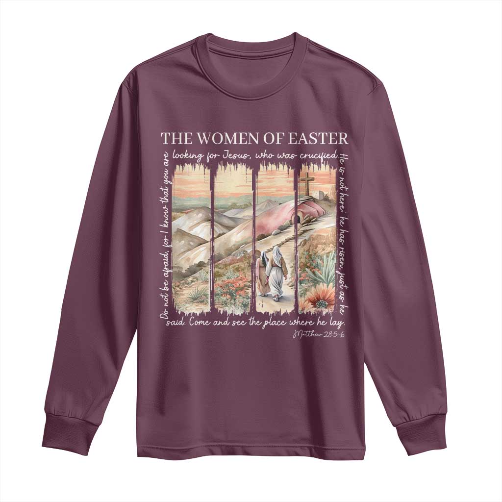 Easter Religious Long Sleeve Shirt Women of Easter He is Risen TS10 Maroon Print Your Wear