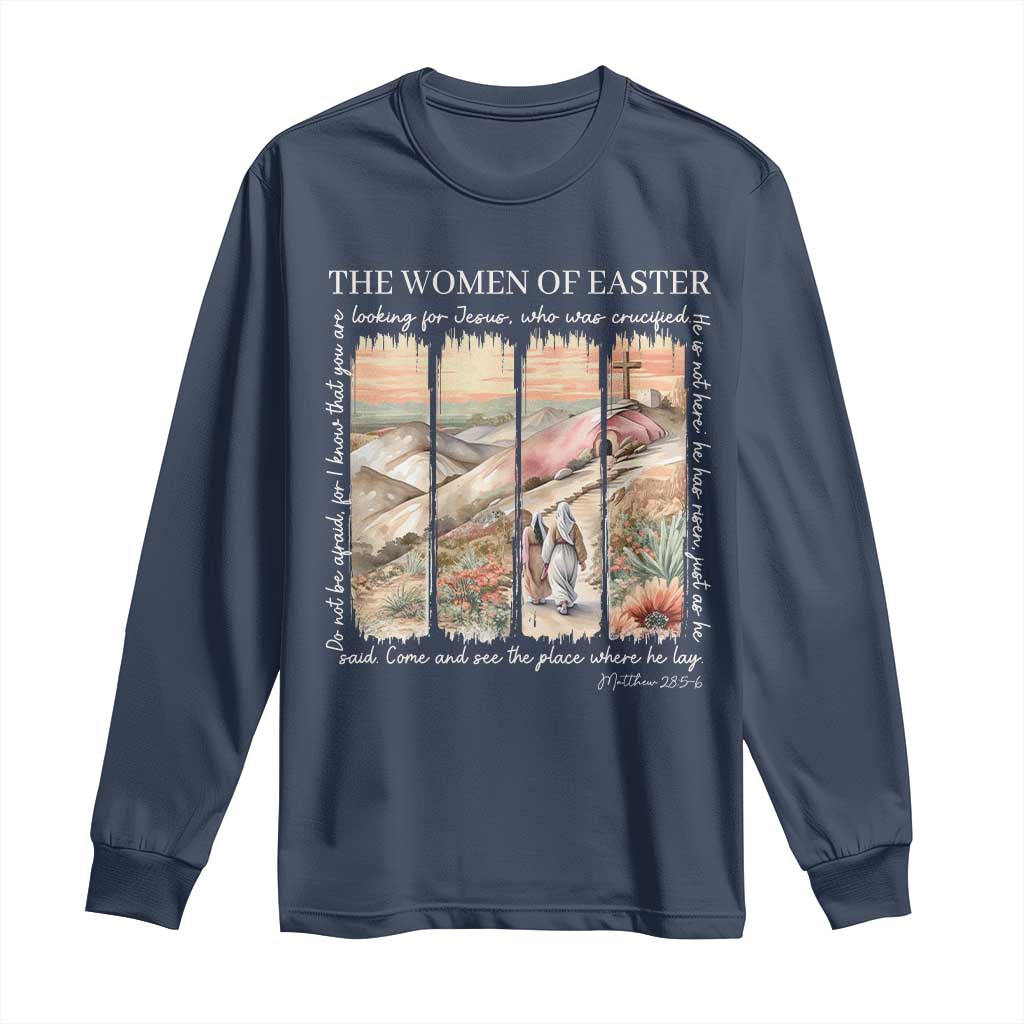 Easter Religious Long Sleeve Shirt Women of Easter He is Risen TS10 Navy Print Your Wear