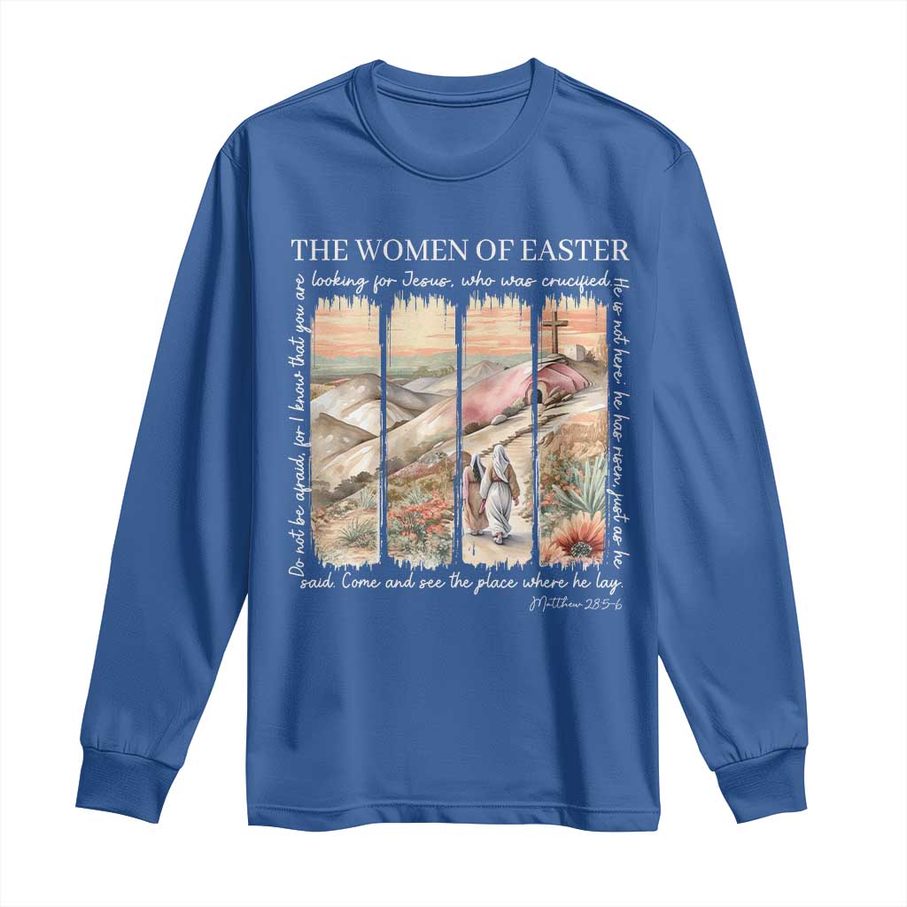 Easter Religious Long Sleeve Shirt Women of Easter He is Risen TS10 Royal Blue Print Your Wear