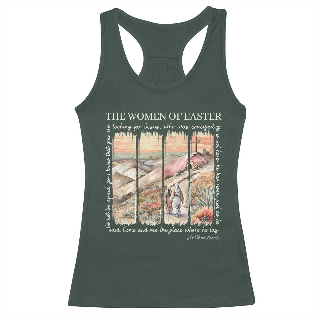 Easter Religious Racerback Tank Top Women of Easter He is Risen TS10 Dark Forest Green Print Your Wear