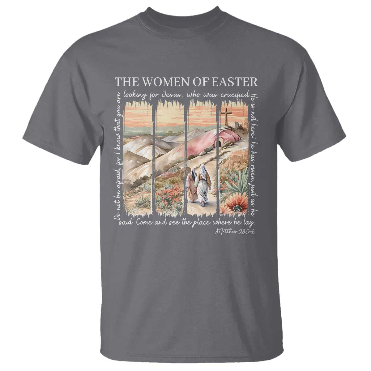 Easter Religious T Shirt Women of Easter He is Risen TS10 Charcoal Print Your Wear
