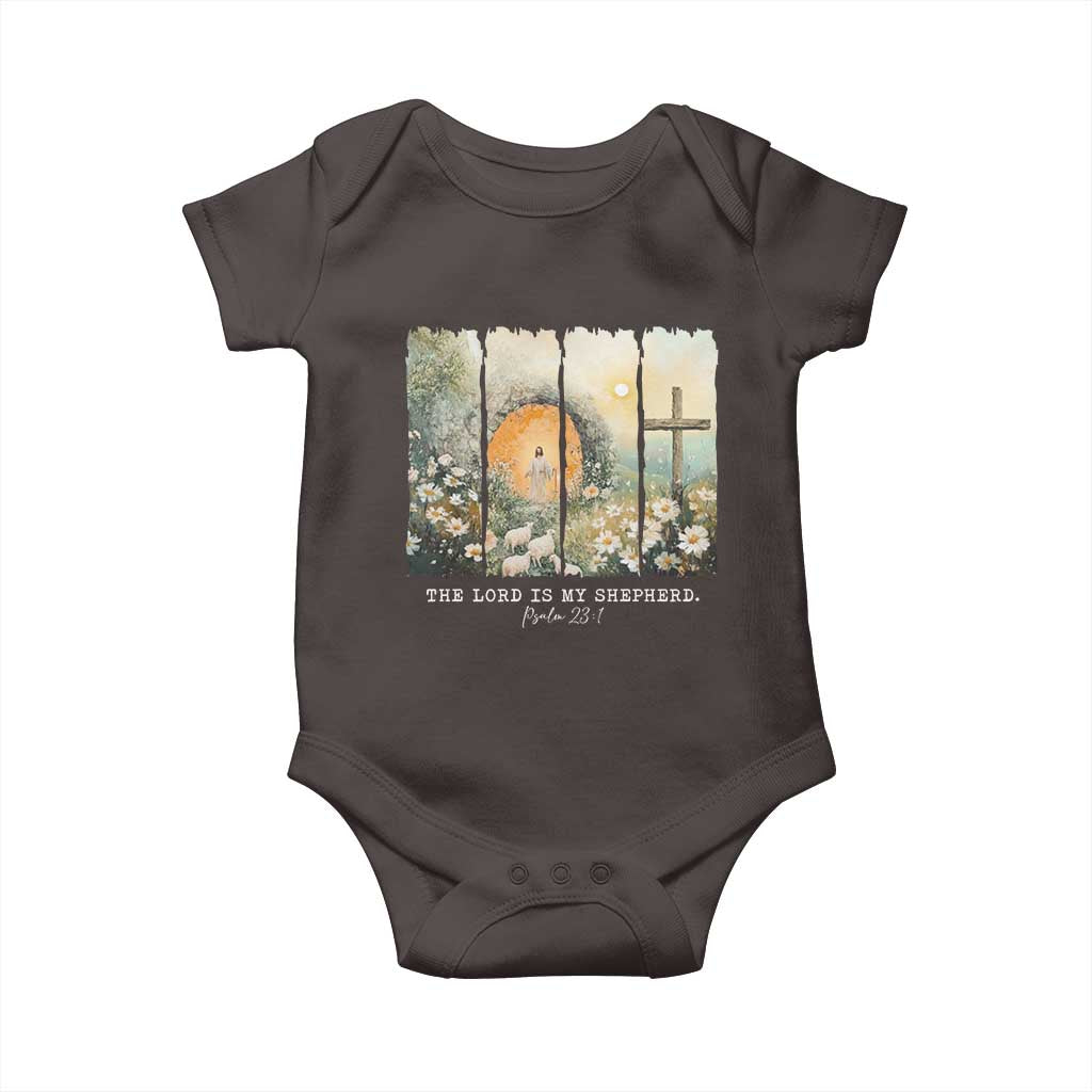 Lord Is My Shepherd Baby Onesie Easter Religious Christian Cross Bible Verse TS10 Dark Chocolate Print Your Wear
