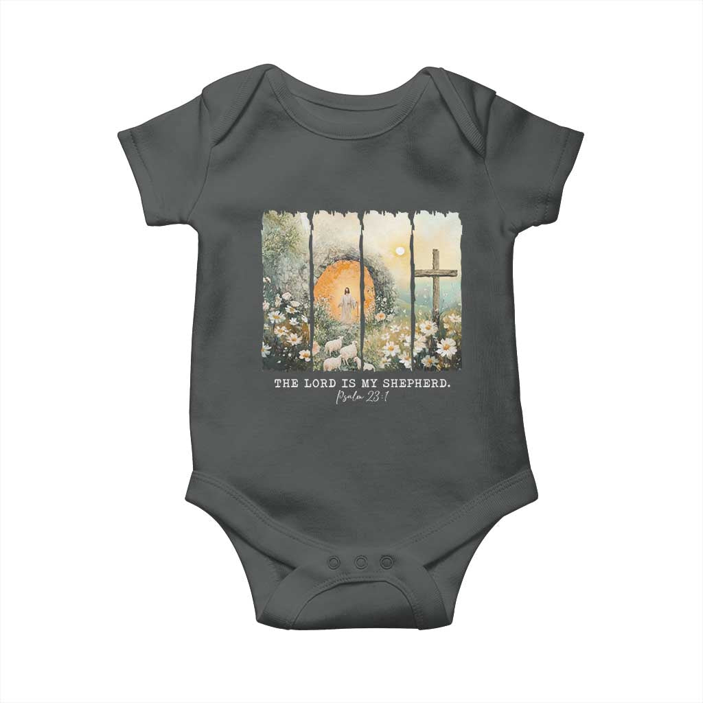 Lord Is My Shepherd Baby Onesie Easter Religious Christian Cross Bible Verse TS10 Dark Heather Print Your Wear