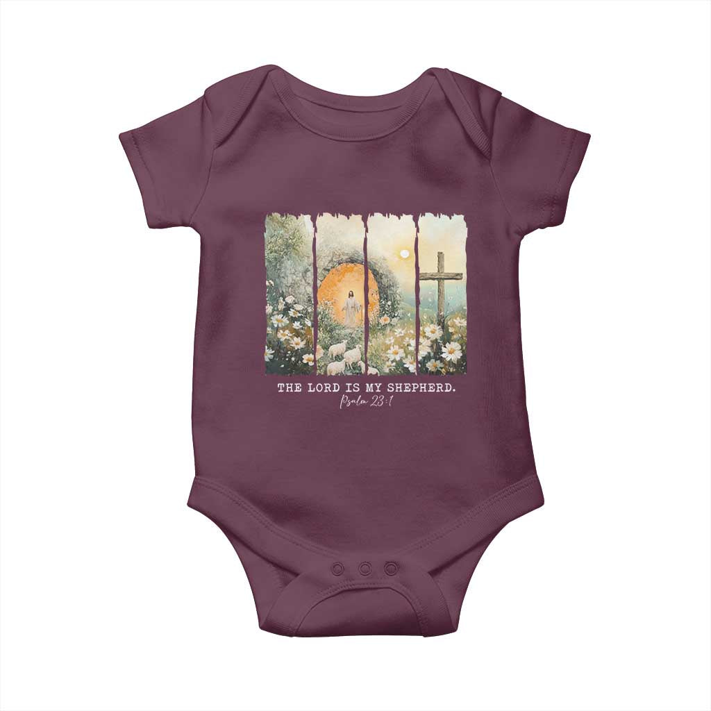 Lord Is My Shepherd Baby Onesie Easter Religious Christian Cross Bible Verse TS10 Maroon Print Your Wear