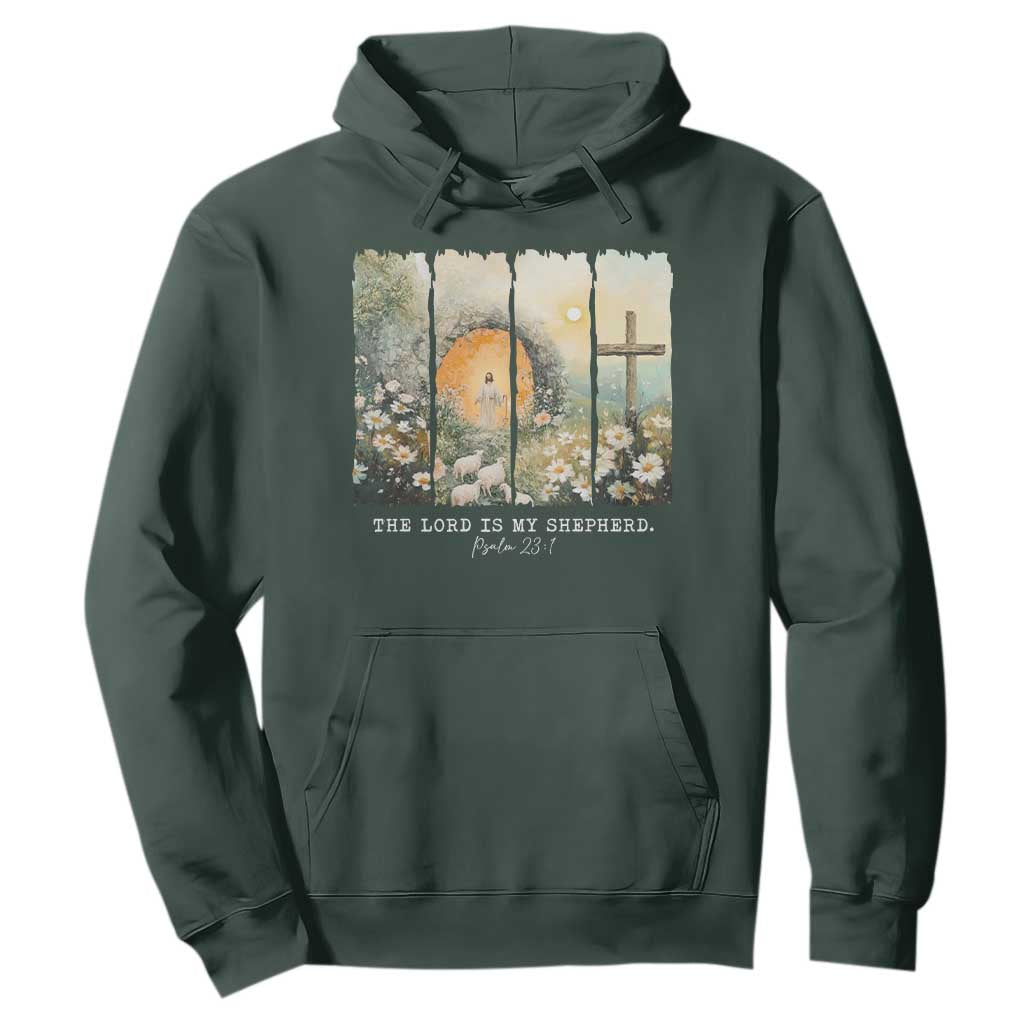 Lord Is My Shepherd Hoodie Easter Religious Christian Cross Bible Verse TS10 Dark Forest Green Print Your Wear