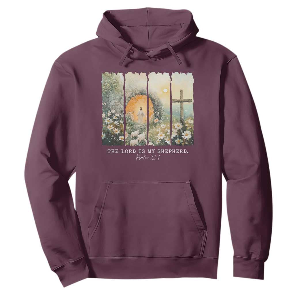 Lord Is My Shepherd Hoodie Easter Religious Christian Cross Bible Verse TS10 Maroon Print Your Wear