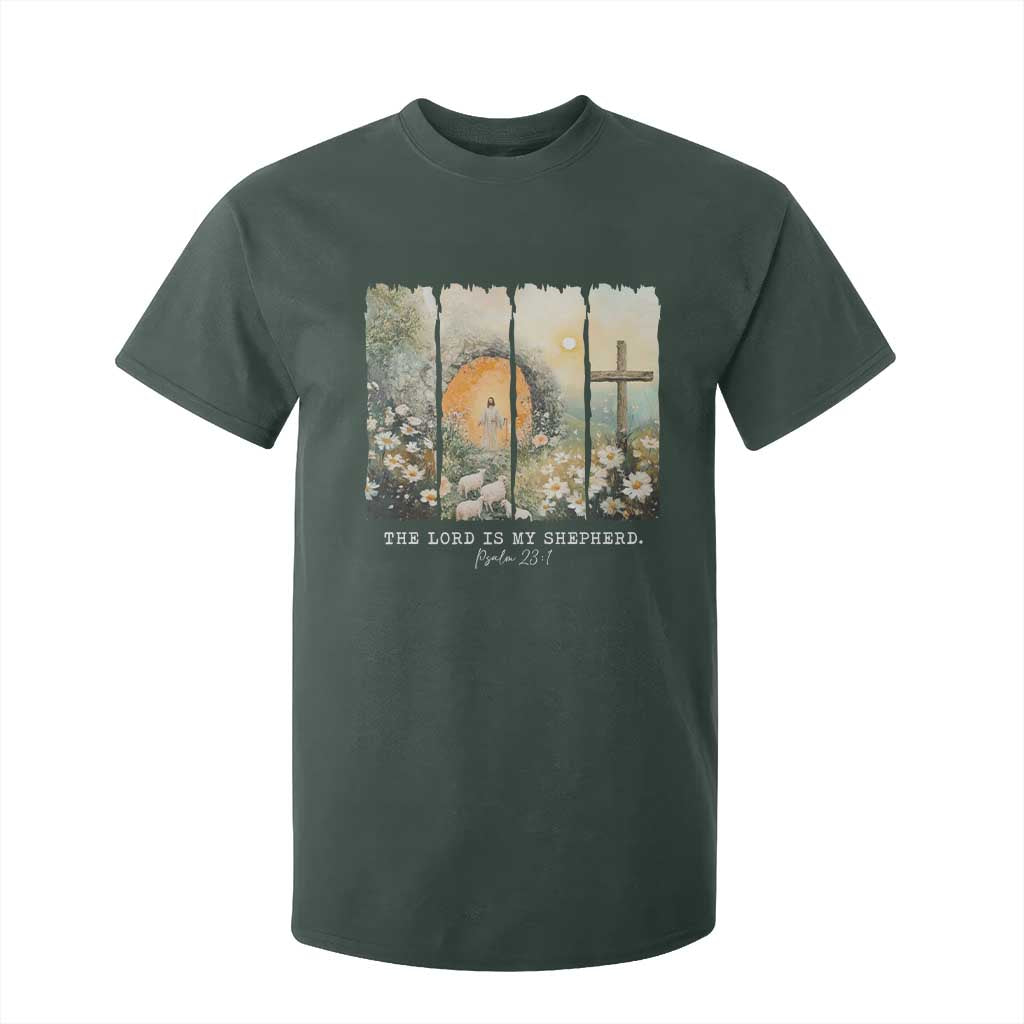 Lord Is My Shepherd T Shirt For Kid Easter Religious Christian Cross Bible Verse TS10 Dark Forest Green Print Your Wear
