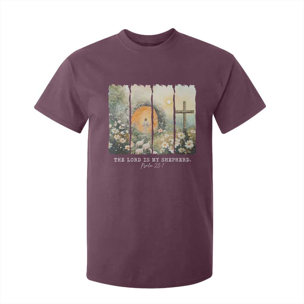 Lord Is My Shepherd T Shirt For Kid Easter Religious Christian Cross Bible Verse TS10 Maroon Print Your Wear