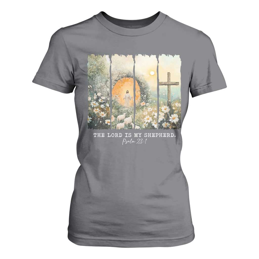 Lord Is My Shepherd T Shirt For Women Easter Religious Christian Cross Bible Verse TS10 Charcoal Print Your Wear