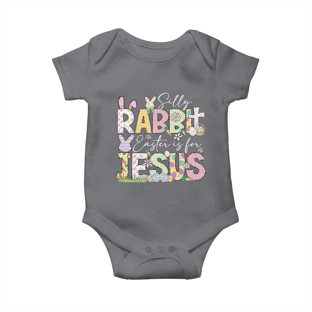 Funny Easter Christian Baby Onesie Silly Rabbit Easter Is For Jesus TS10 Charcoal Print Your Wear
