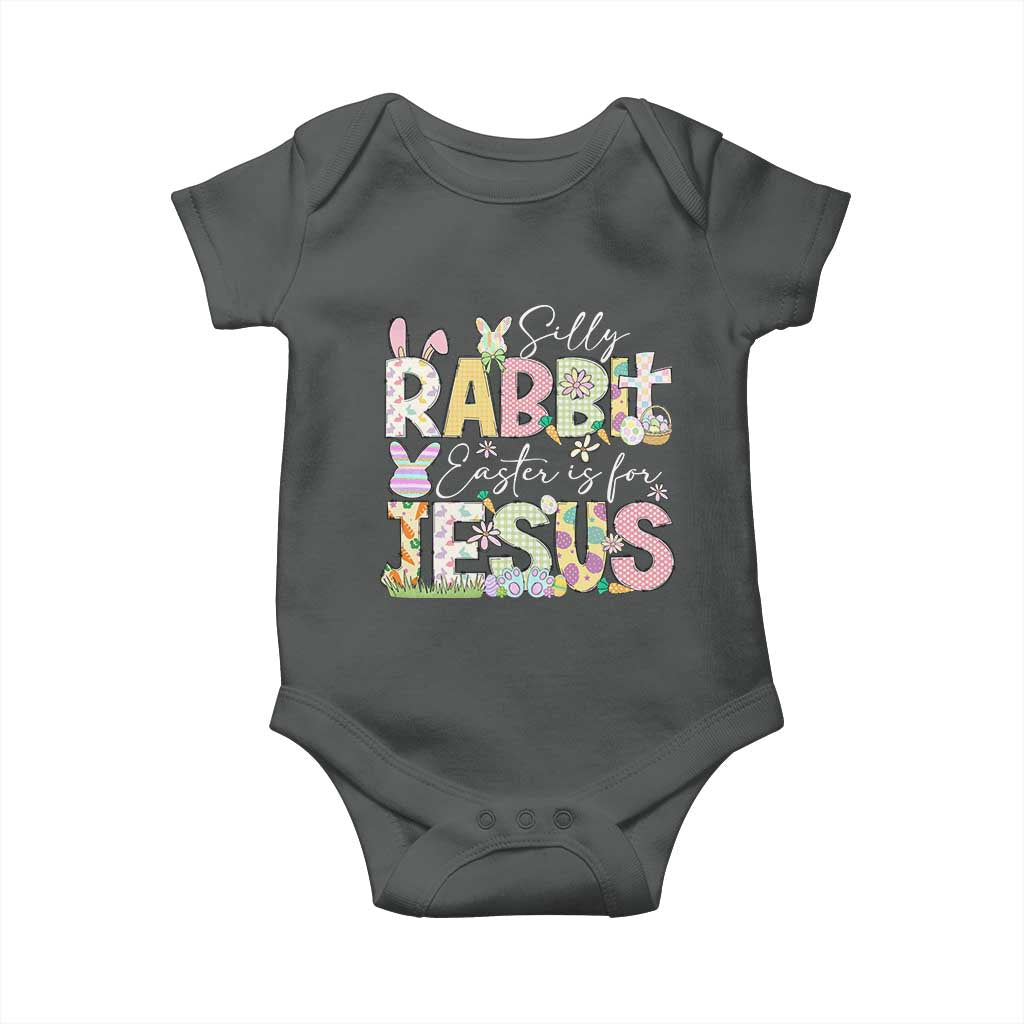 Funny Easter Christian Baby Onesie Silly Rabbit Easter Is For Jesus TS10 Dark Heather Print Your Wear