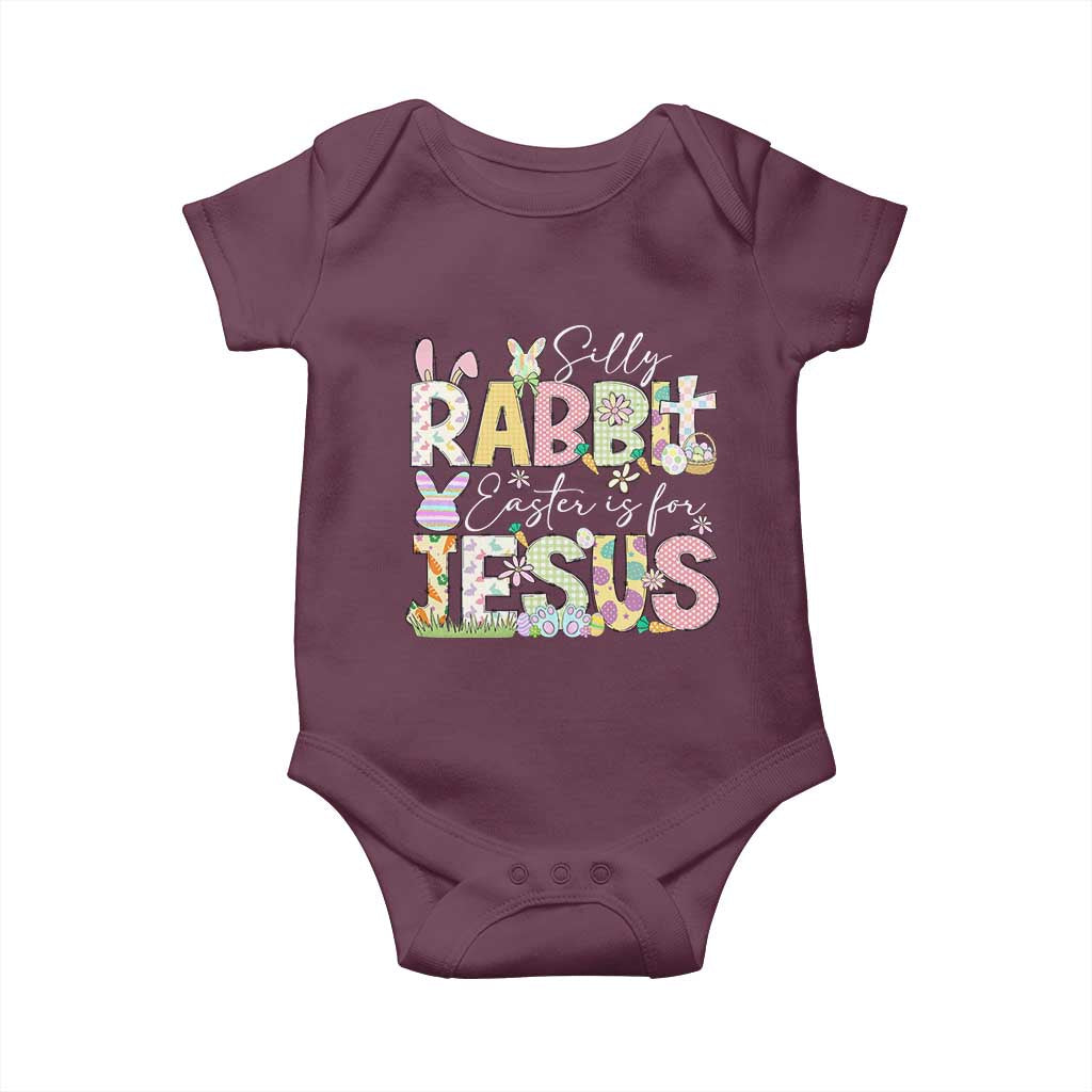 Funny Easter Christian Baby Onesie Silly Rabbit Easter Is For Jesus TS10 Maroon Print Your Wear