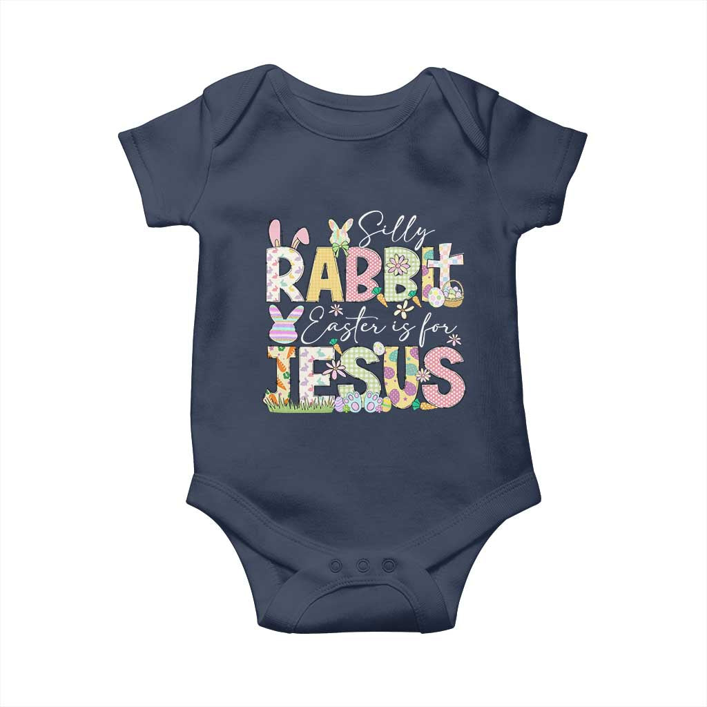 Funny Easter Christian Baby Onesie Silly Rabbit Easter Is For Jesus TS10 Navy Print Your Wear