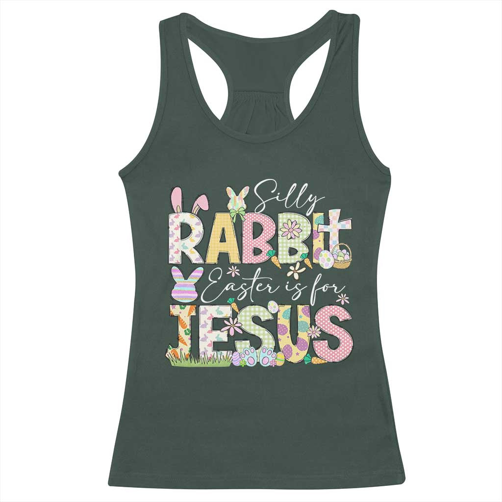 Funny Easter Christian Racerback Tank Top Silly Rabbit Easter Is For Jesus TS10 Dark Forest Green Print Your Wear