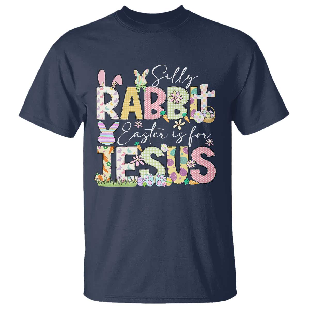 Funny Easter Christian T Shirt Silly Rabbit Easter Is For Jesus TS10 Navy Print Your Wear