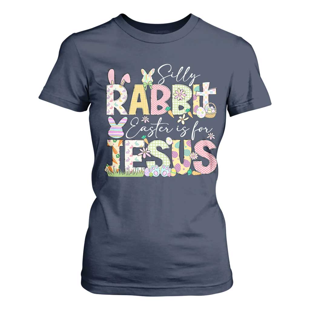 Funny Easter Christian T Shirt For Women Silly Rabbit Easter Is For Jesus TS10 Navy Print Your Wear