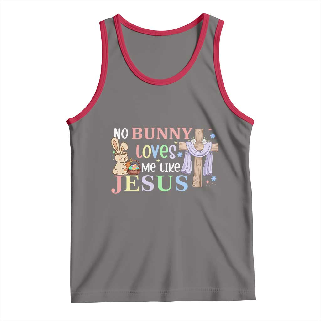 Funny Christian Easter Tank Top No Bunny Loves Me Like Jesus TS10 Deep Heather Red Print Your Wear