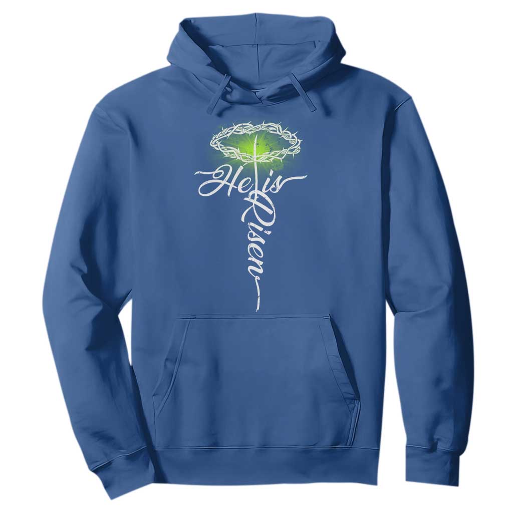 He Is Risen Hoodie Cross Jesus Religious Easter TS10 Royal Blue Print Your Wear