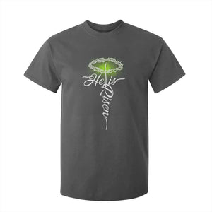 He Is Risen T Shirt For Kid Cross Jesus Religious Easter TS10 Dark Heather Print Your Wear