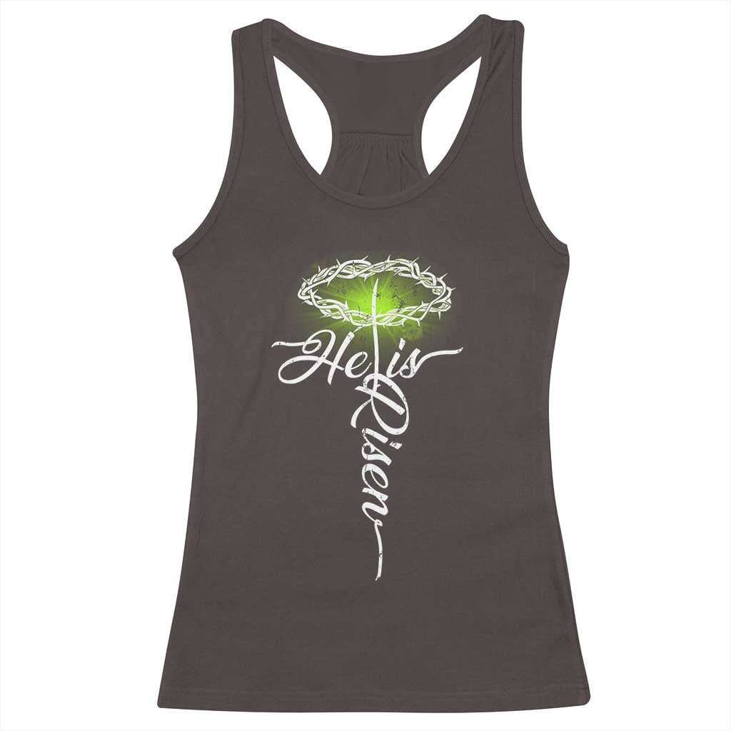 He Is Risen Racerback Tank Top Cross Jesus Religious Easter TS10 Dark Chocolate Print Your Wear