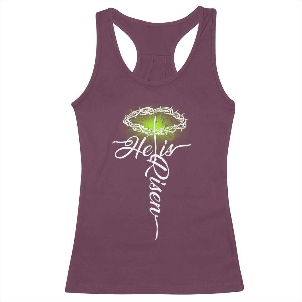 He Is Risen Racerback Tank Top Cross Jesus Religious Easter TS10 Maroon Print Your Wear
