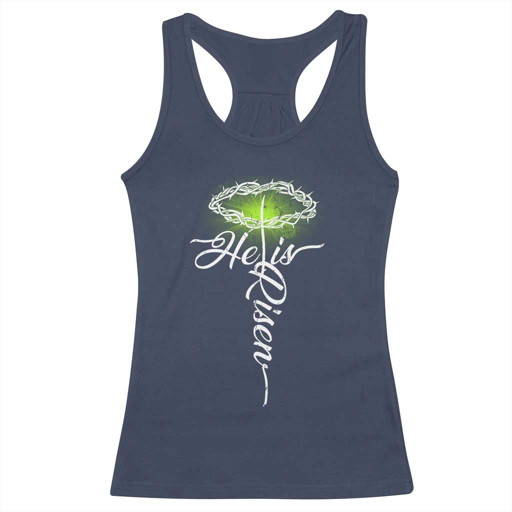 He Is Risen Racerback Tank Top Cross Jesus Religious Easter TS10 Navy Print Your Wear